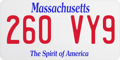 MA license plate 260VY9