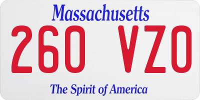 MA license plate 260VZ0