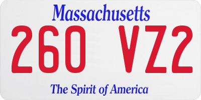 MA license plate 260VZ2