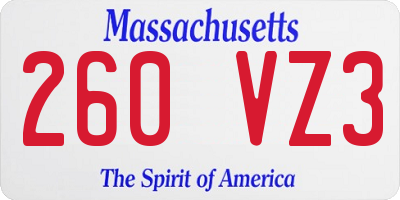 MA license plate 260VZ3