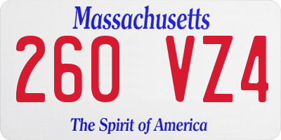 MA license plate 260VZ4