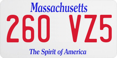 MA license plate 260VZ5