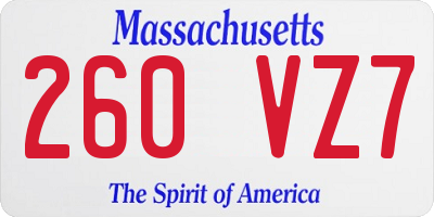 MA license plate 260VZ7