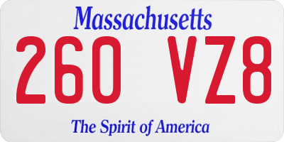 MA license plate 260VZ8