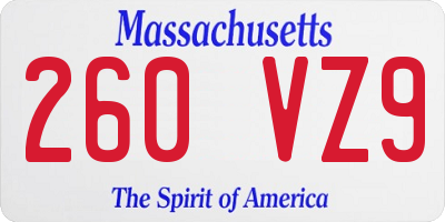 MA license plate 260VZ9