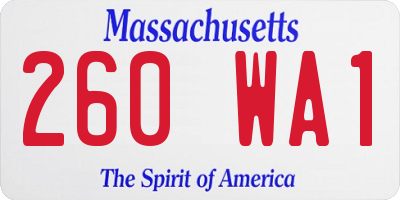 MA license plate 260WA1