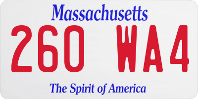 MA license plate 260WA4
