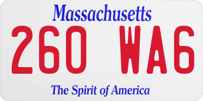MA license plate 260WA6