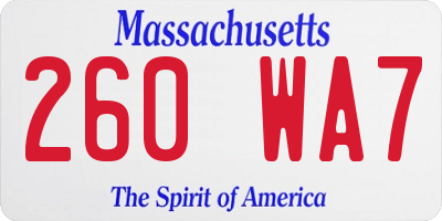 MA license plate 260WA7