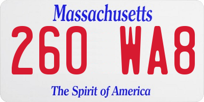 MA license plate 260WA8