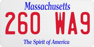 MA license plate 260WA9