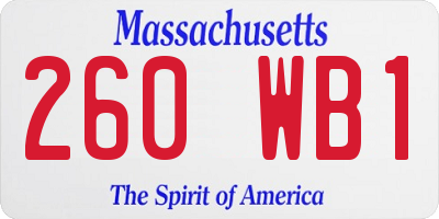 MA license plate 260WB1
