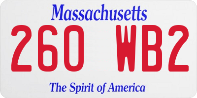MA license plate 260WB2