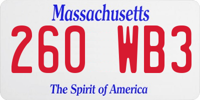 MA license plate 260WB3