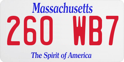 MA license plate 260WB7