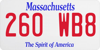 MA license plate 260WB8