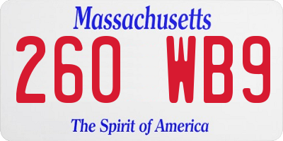 MA license plate 260WB9