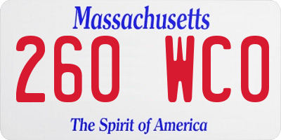 MA license plate 260WC0