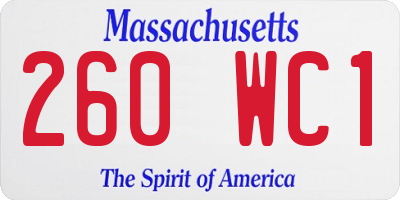 MA license plate 260WC1