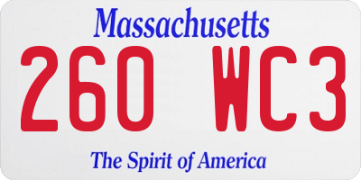 MA license plate 260WC3