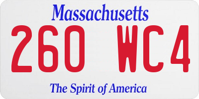 MA license plate 260WC4