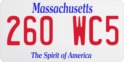MA license plate 260WC5