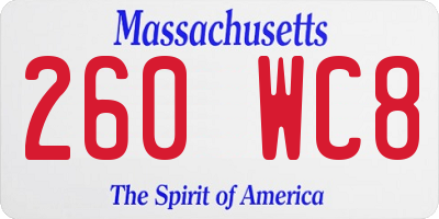 MA license plate 260WC8