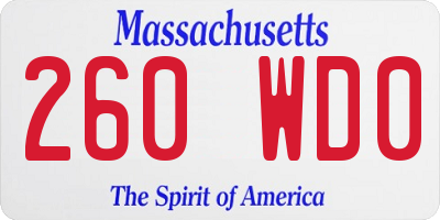 MA license plate 260WD0