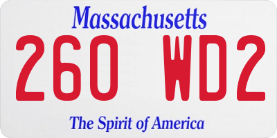 MA license plate 260WD2