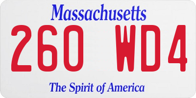 MA license plate 260WD4