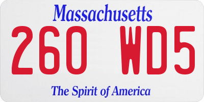 MA license plate 260WD5