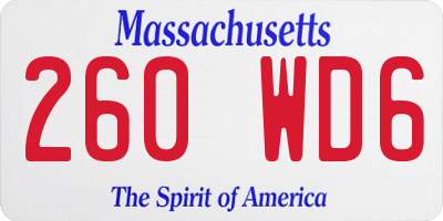 MA license plate 260WD6