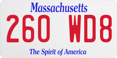 MA license plate 260WD8