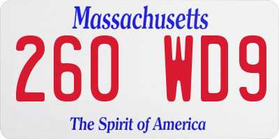 MA license plate 260WD9