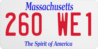 MA license plate 260WE1