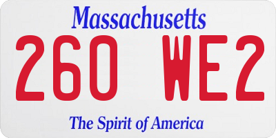 MA license plate 260WE2