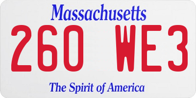 MA license plate 260WE3