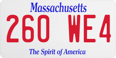 MA license plate 260WE4