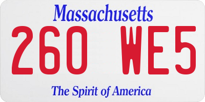 MA license plate 260WE5