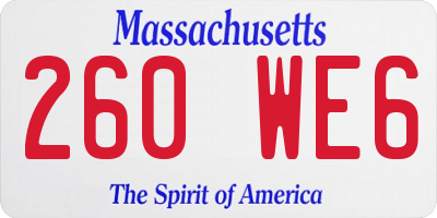 MA license plate 260WE6