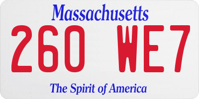 MA license plate 260WE7