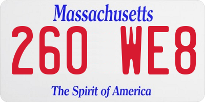 MA license plate 260WE8