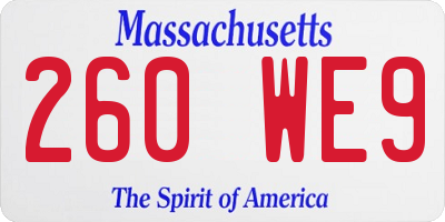 MA license plate 260WE9