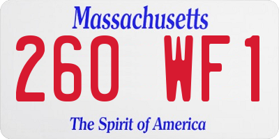 MA license plate 260WF1