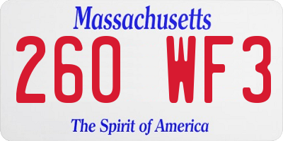 MA license plate 260WF3