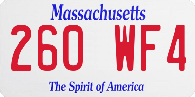 MA license plate 260WF4