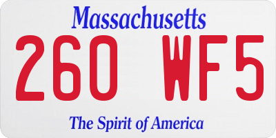 MA license plate 260WF5