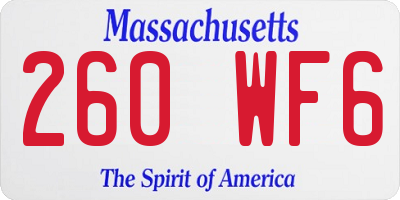 MA license plate 260WF6