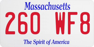MA license plate 260WF8