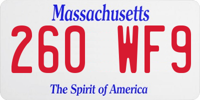 MA license plate 260WF9